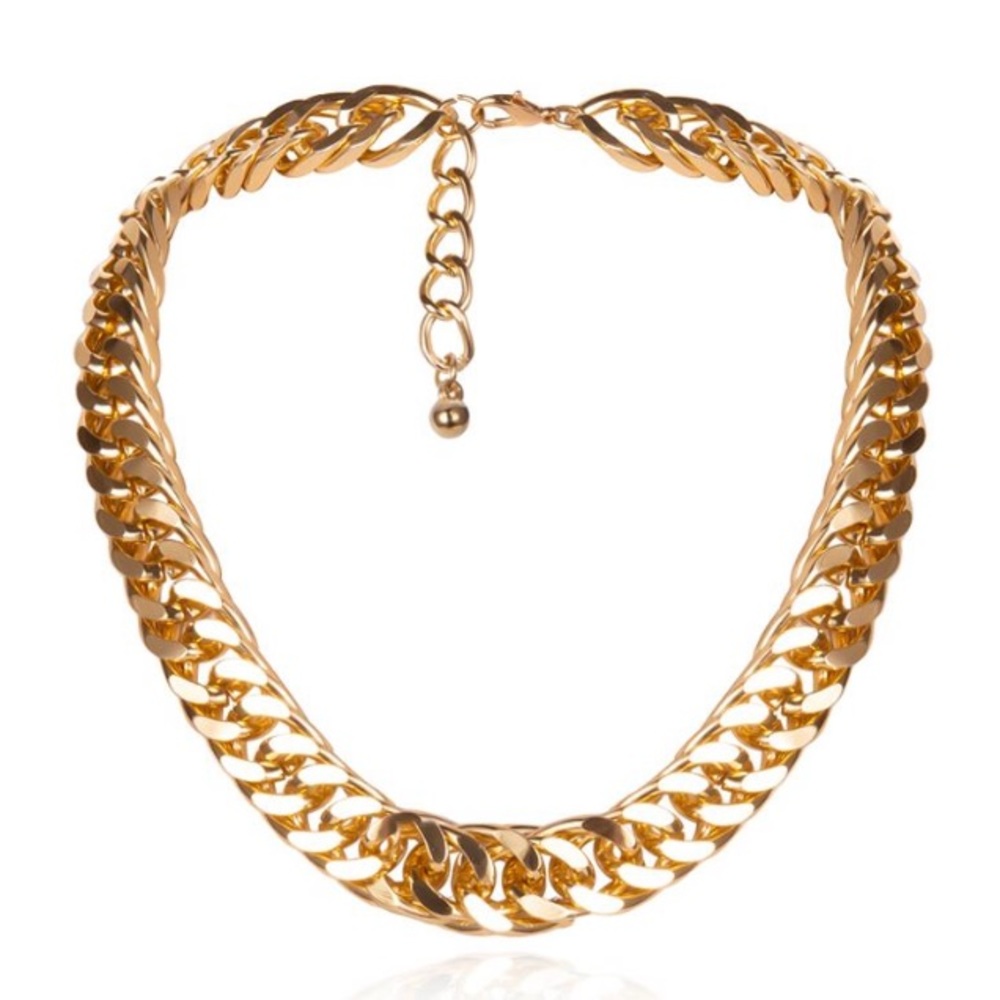 Gold Chain Link Exaggerated Cuban Choker Matching Bracelet Set - Picture 13 of 15